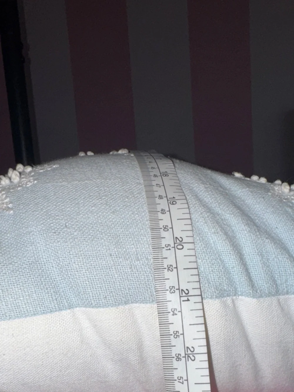 Embroidered Light Blue Accent Pillow with Ivory Appliqué